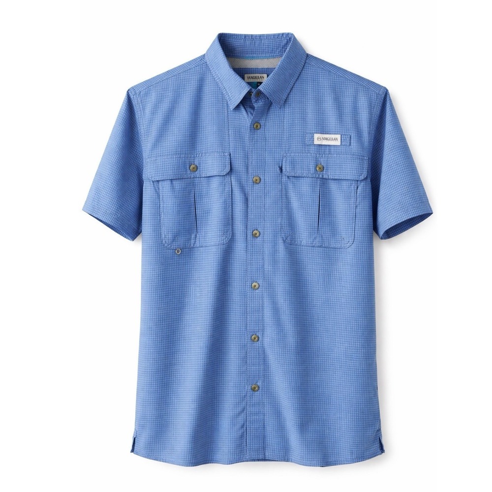 Magellan Mag Wick Angler Fit Vented Cooling Blue Fishing Shirt Medium